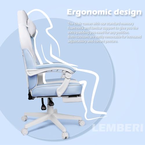 Image of LEMBERI Big and Tall Gaming Chair 400lb Capacity, Heavy-Duty Office Chair with Reinforced Footrest, Wide Seat High Back PC Desk Chair with Linkage Armrests, Thickened Steel Frame, PU Leather