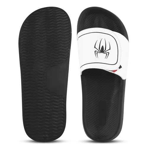 Image of PERY-PAO Sliders Mens White, Black, Grey Stylish Printed Flip Flop & Slippers
