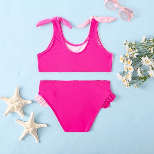 Toddler Girls Swimsuit Color Block Swimwear Kids Two Piece Bathing Suits Bowknot Beach Bikini Set3