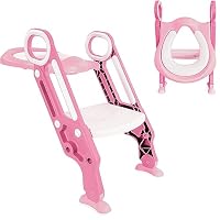 Crystals Adjustable Potty Training Seat with Step Ladder & Padded Toilet Seat for Kids (Boys, Girls, Pink)