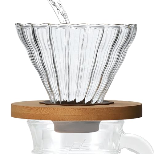 Cono de filtro de café de vidrio para una sola taza, reutilizable, con soporte para bebidas elaboradas a mano, preparación de una sola taza, hogar o lugar de trabajo, fácil limpieza, vidrio