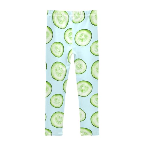 Cucumber Slices Girls Leggings,Workout Leggings for Girls Toddler Athletic Legging Size for 3-10T2