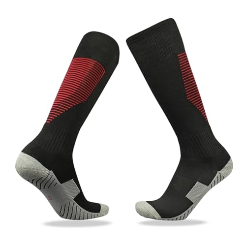 LXRHLIKG Fechtsocken, Dicke Fechtstrümpfe mit Frotteeunterseite, Schweißableitende Sportsocken für Degen, Säbel und Florett, Fecht-trainingsausrüstung, Hohe, Lange Unisex-Sportsocken(Black,L)