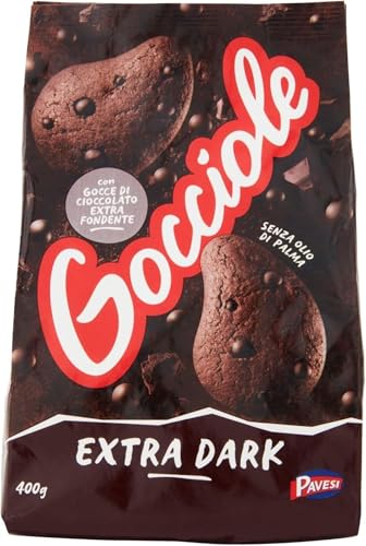 Pavesi Biscotti Frollini Gocciole Extra Dark con Cioccolato Fondente, 400g (Confezione da 2)