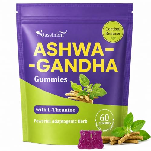 Ashwagandha Gummies for Women & Men, 10 in 1 Ashwagandha Supplements for Stress*, Relaxation*, Cortisol, Cognitive, Zzz, Immune, with L Theanine, Vitamin B6, Black Pepper, Berry Flavor, 60 Count