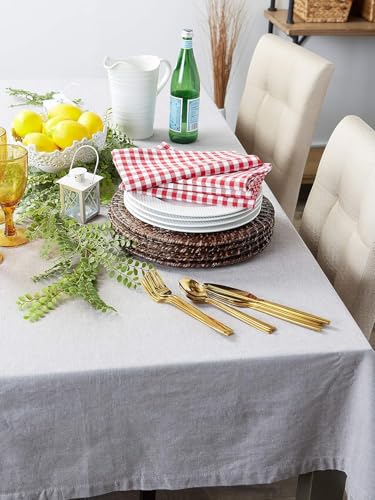 Image of Set of 4 Cotton Mercerised Dining Table Napkins,Red Check Colour, Heavy Weight,More Than 2 cm Mitered Hem,Washable at 40C (Red Check, 45 X 45 Cms)