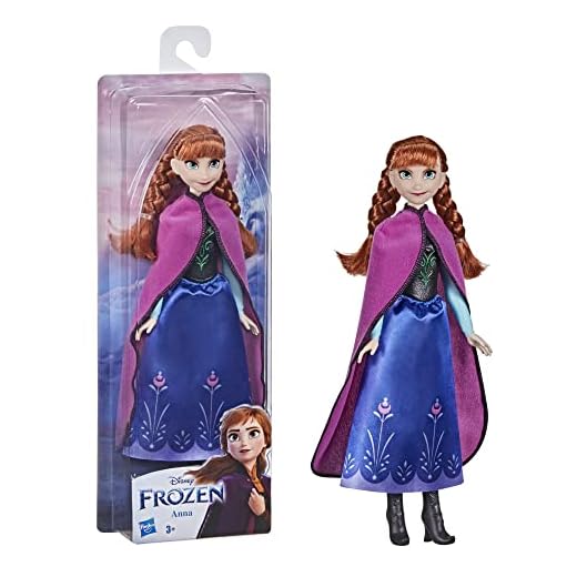 Disney Disney-F1956 Elsa, s Frozen Shimmer Anna Fashion muñeca, Falda, Zapatos y Pelo Largo Rojo, Juguete para niños de 3 años en adelante, Color Rosso (Hasbro F19565X1)