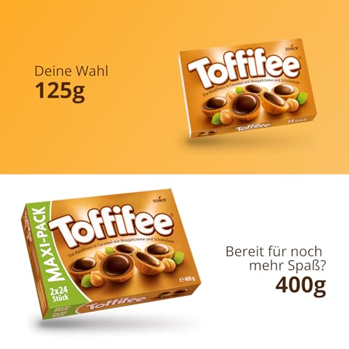 Toffifee – 1 x 125 g – Haselnuss in Karamell mit Nougatcreme und Schokolade – ideal zum gemeinsamen Naschen und Teilen