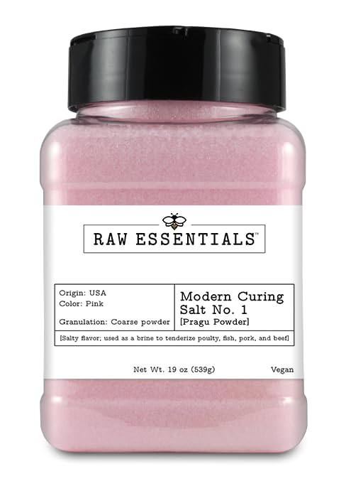 Sal de curado No. 1  Se utiliza para curar carnes  6.25% de nitrito de sodio Insta Cure para juegos, tocino, salchicha, jamón, cecina, carne en