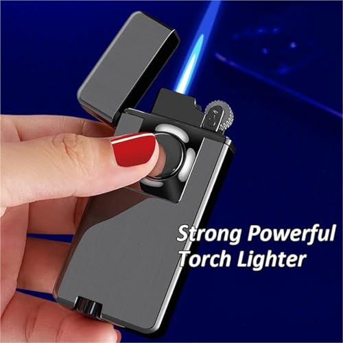 Encendedor metálico portátil con llama dual resistente al viento miniatura 2