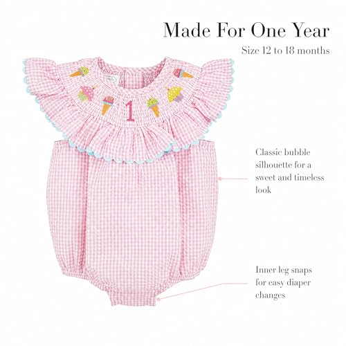 Image of Mud Pie Baby Girls' Smocked Birthday Bubble