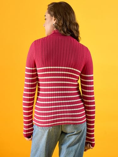 Image of 98 Degree Women Pure Cotton Turtle Neck Sweater Has A Full Sleeve & Straight Hem-AW25AZG1157-BLACK