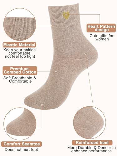 Image of Eurzom 10 Pairs Socks Womens Crew Elastic Ankle Length Cotton Socks Aesthetic Cute Lightweight Low Cut Gifts for Women