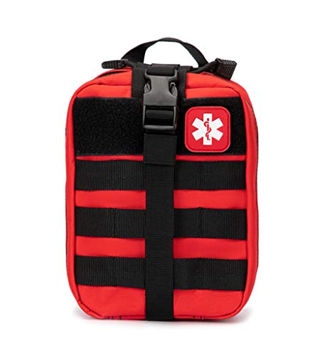 Tactical First Aid Bag MOLLE EMT IFAK Pouch Rip-Away Trauma First Aid Responder Medical Emergency Utility Bag Military Tactical Pouch for Camping (Red)
