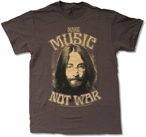 Zion Adult John Lennon Make Music Not War Grey T-Shirt (Medium)