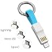 Produktbild POWER4 Multi Ladekabel Lightning Micro USB Typ C 3 in 1 13cm Kurze Schnellladekabel magnetisch tragbar Schlüsselanhänger Aufladekabel Datenkabel für alle Android iOS Typ-C Handys (Blau)
