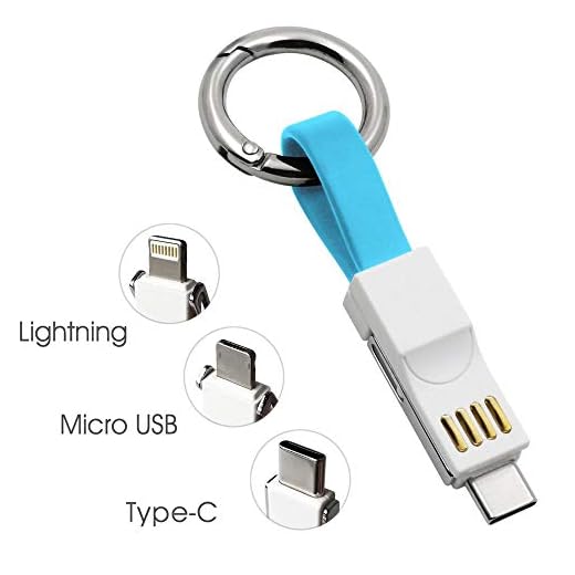 Porte-Clés Câble de Chargeur 13cm Portable Court Vite Câble de Chargement Lightning Type C Micro USB 3 en 1 Multi Magnétique Charge et Données Transfert Câble pour iPhone Android Samsung Galaxy