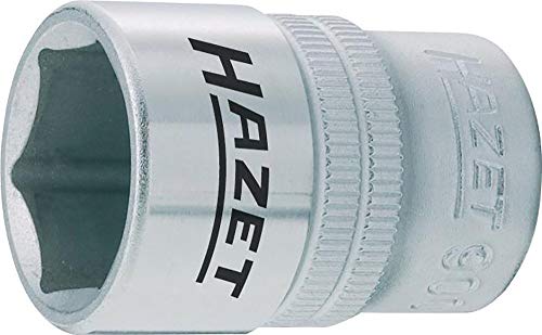 HAZET Steckschlüsseleinsatz 900-28 I 12,5 mm Vierkantantrieb, 28 mm Schlüsselweite, mit Rändelung I Steck-Nuss mit verchromter und polierter Oberfläche für Handbetätigung
