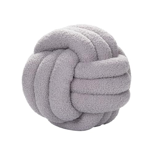 XHDZSW Almohadas De Bola De Nudo, Almohadas con Nudos, Cojín Decorativo Bola Redonda Almohadas De Felpa Anudadas Hechas A Mano, Suave Almohada Boucle Cojín (Gris Claro,22cm)