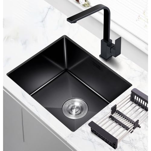 SXDMOUBK Fregadero de Barra de Acero Inoxidable de un Solo Seno con Grifo – Instalación empotrada bajo encimera o sobre encimera para preparación de Alimentos, Ideal para Lavar Platos y Ver
