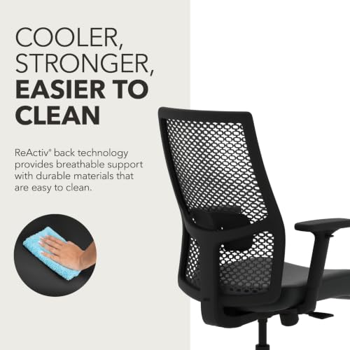 Image of HON Ignition 2.0 ReActiv Ergonomic Office Chair, Lumbar Support, Black