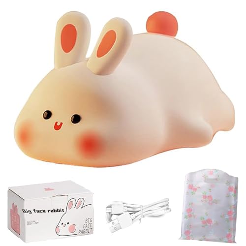 XNZMYLD Big Face Rabbit Light,Rabbit Night Light For Kids,Cute Bunny Lights Touch Bunny Lamp Adjustable Brightness,Rechargeable Bedside Touch Soft Lamp For...