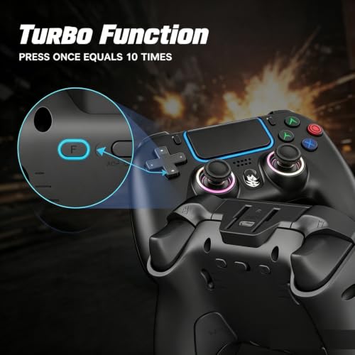 Image of NBCP Wireless Controller for PS5, Compatible with PS5 Pro /Slim /PC, Dual Vibration, Macro /Turbo Function, 3.5mm Audio Jack, 6-Axis Motion Control Gamepad with LED Light