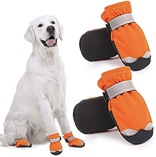 KUTKUT Waterproof Dog Boots for Small, Medium & Large Dogs | Pack of 4pcs Anti Skid Paw Protector For Hot Summer | Pet Shoes with Reflective Straps & Non-Slip Sole | Soft & Lightweight Shoes (SIZE: 5)-image-23