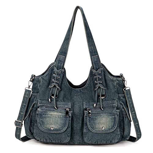 YeFine Casual Washed Denim Shoulder Bags Top Handle Lady's Hobo Bags Women Purses And Handbags