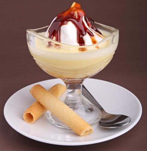 Image of Glassbunny Crystal Glass Ice Cream Cups Premium Ice Cream Glasses Cups Dishes for Home Milkshake, Yogurts, Fruit & Pudding Serving Bowl Salad Dessert Cup 150ML Pack of 6