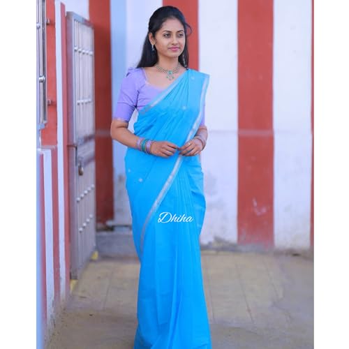 Image of Original Maheswari Cotton Silk Saree for Women | Kanjivaram Pure Silk Cotton Sari with Blouse | Zari Work | Tassels | Handloom Weave