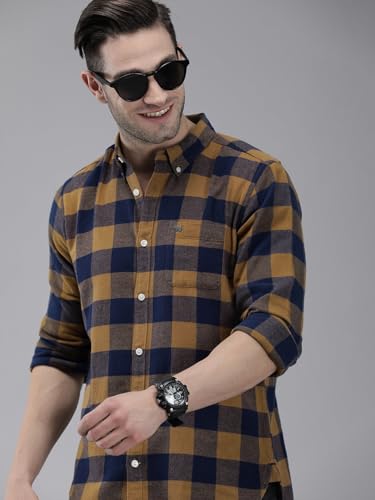 Image of The Bear House Men Cotton Checkered Slim Fit Shirt
