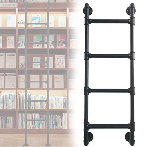 Robusta scala in metallo da 2,3 m per soffitta/letti a castello da appendere alla parete, per tetto esterno/garage, supporta 150 kg, facile installazione (nero)