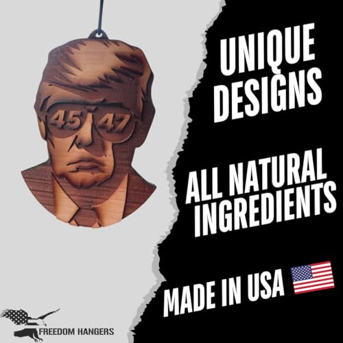 Image of Freedom Hanger - Trump Car Air Freshener - ALL Natural Wood Air Freshener - Car Odor Eliminator - Made in USA Chemical Free