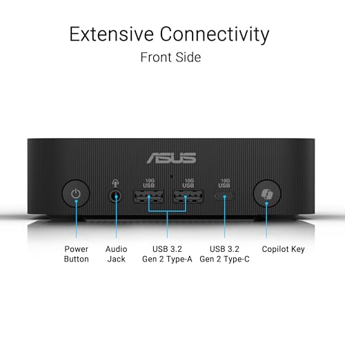 Image of ASUS ExpertCenter PN54 Barebone Mini PC with AMD RyzenTM AI 5 340 Processor, DDR5 RAM, Dual Storage Design, WiFi 7 & BT 5.4, Voice Command, Toolless Chassis Access, USB-C, Hardware TPM, & VESA Mount