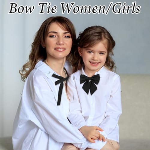 HJZHII 2 Stück Fliege für Frauen, Bluse Mit Schleife Vorgebundene Verstellbare Fliege Für Damen Einheitliche Einfarbige Schwarze Fliegen Für Kostümuniform Cosplay Shirt