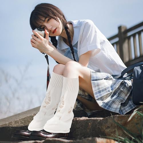 Image of Junely 2 Pairs Leg Warmers for Women Kawaii Leg Warmer Cute Legwarmers Japanese Socks Halloween Goth Emo Gyaru Accessories