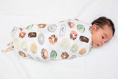 Image of Lulujo Baby Swaddle Blanket| Unisex Softest Bamboo Viscose Muslin Swaddle Blanket| Neutral Receiving Blanket for Girls & Boys 47in x 47in Donuts