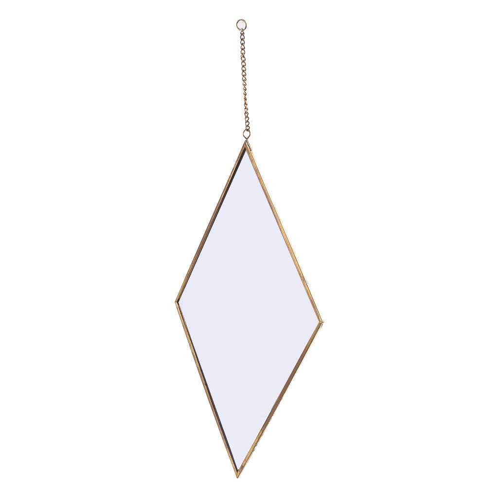 JUNESUN Nordic Rhombus Wall Hanging Mirror Gold Dressing Table Makeup Mirrors Bathroom Bedroom Decoration Supplies