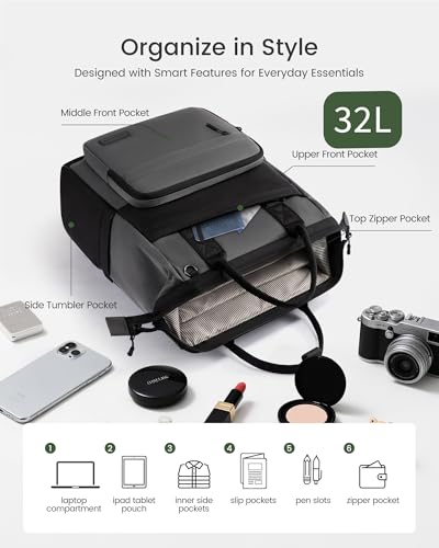 Image of LOVEVOOK Laptop Backpack for Women, 17 Inch Travel Backpack for Work College Business, Water Resistant Teacher Nurse Bag with Large Capacity, School Bookbag Bags Cute Daypack for Woman Girls