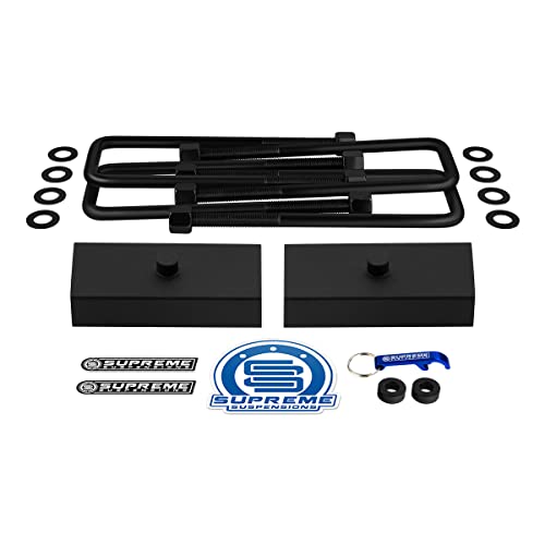 Supreme Suspensions - 1" Rear Leveling Kit for 2019-2023 Chevrolet Silverado & GMC Sierra 1500 2WD 4WD - 5/8th Pin Blocks with Square Bend U-Bolts Rear Suspenion Lift Kit
