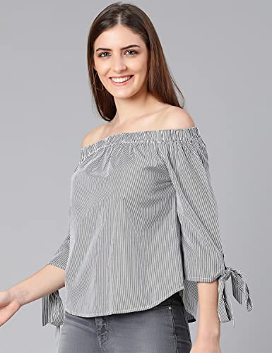 Image of oxolloxo Ragalia Stripes Printed Off-Shoulder Women top
