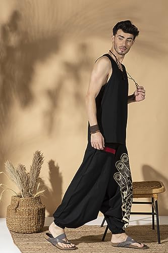 Image of The Veshti Company Printed Harem Pants for Men's Cotton Hippie Style Baggy Boho Yoga Pajama Pant with Pocket