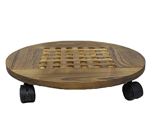 Relaxdays Portavasi con Ruote, Set Doppio, 30 cm, Carrelli Sottovasi con Rotelle, Plastica