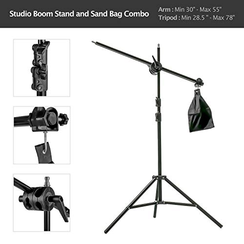LimoStudio Photo Video Studio 2400 Watt Softbox Continuous Light Kit with Overhead Head Light Boom Kit, AGG891
