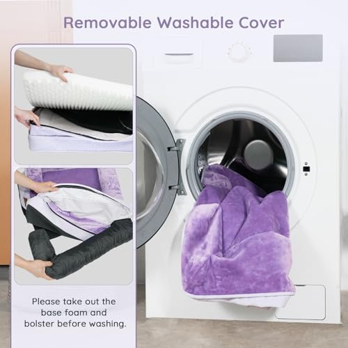 BELLA & PAL Orthopädisches Hundebett, 71x59 cm Ergonomisches Hundesofa für kleine/mittlere Hunde-Ohne Montage, Eierschaum | wasserdichter Einlage | Flanell Abnehmbarer Bezug | Rutschfester Boden, Lila