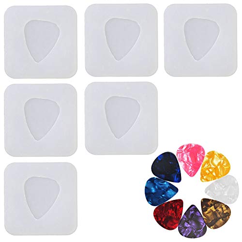 KuuGuu 6 PCS Guitar Picks Resin Mold Triangle Plectrum Pick Silicone Mold Jewelry Pendant Making Tool DIY Handmade Craft Musical Instrument Accessories