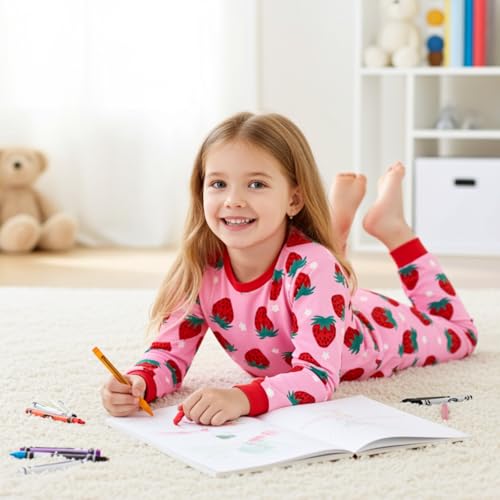 Image of PATPAT Toddler & Kids Pajama Sets with Bamboo Viscose, Snug Fit Pjs for Girls, All-Season Comfort Sleepwear, Ages 2-12 Years