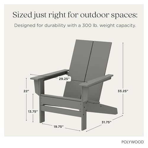 POLYWOOD Contemporary Modern Oversized Adirondack Chair in Slate Grey by Polywood - Image 3
