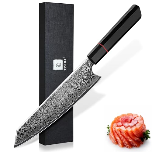 TIVOLI Damaszener Kiritsuke Messer - 8 Zoll Professionelles Handgeschmiedetes Kochmesser, Scharfes Fleischmesser, Geeignet fur Fleisch, Gemuse und Fisch,Kommt mit Einer Schonen Geschenkbox